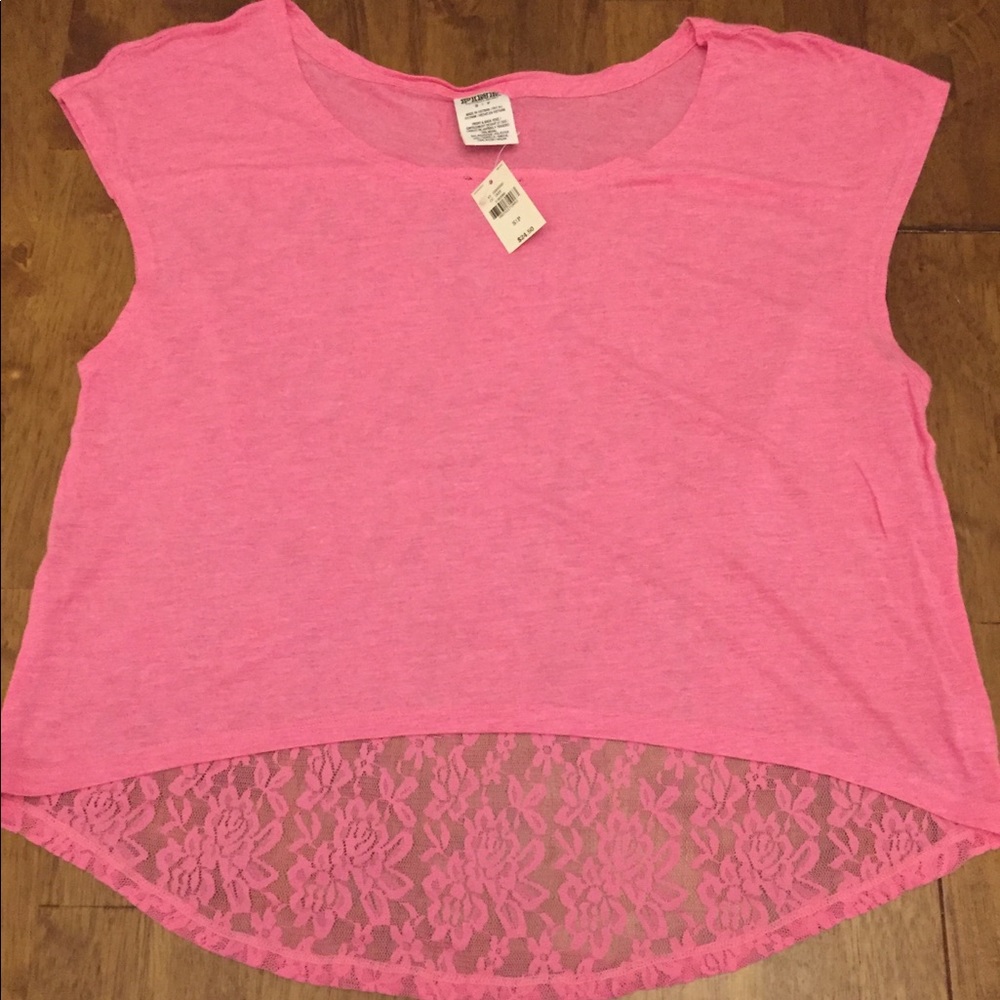 PINK crop top with lace back